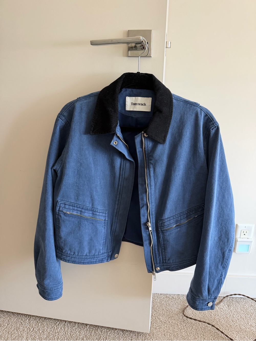 Tonywack Blue Denim Jacket with Black Corduroy Collar